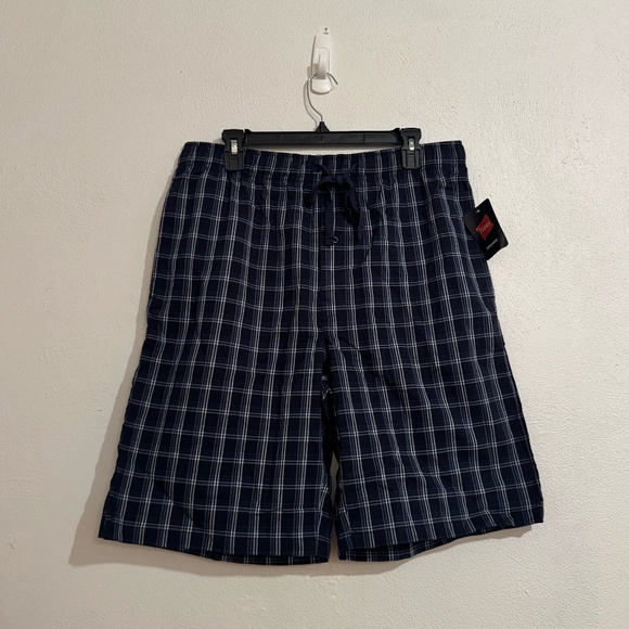 Hanes Men’s Blue Plaid Boxers with Pockets – Size L - Picture 1 of 5